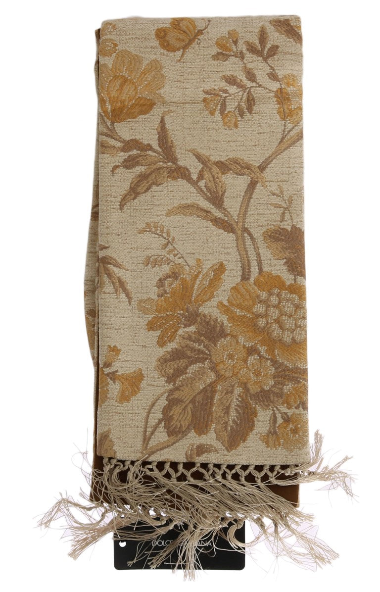 Dolce &amp; Gabbana Elegant Beige Gold Jacquard Stole huivi