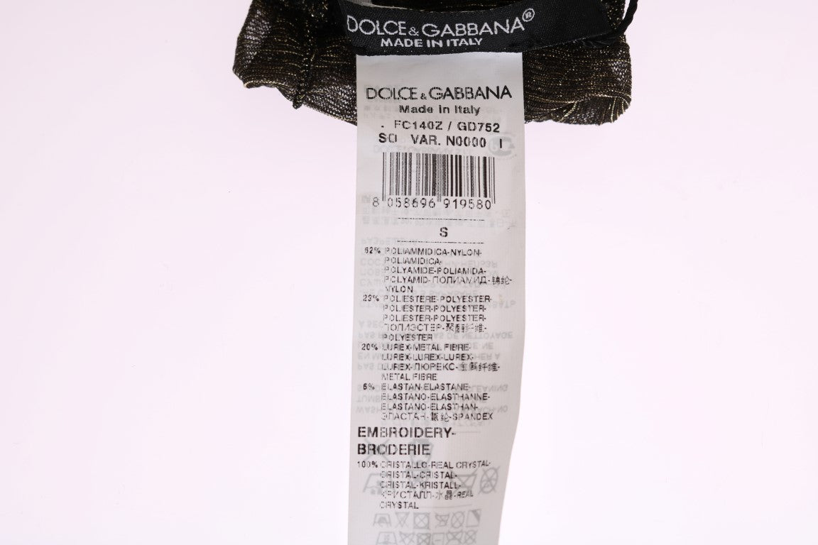 Dolce &amp; Gabbana Black crystal-embellished hold-up stockings