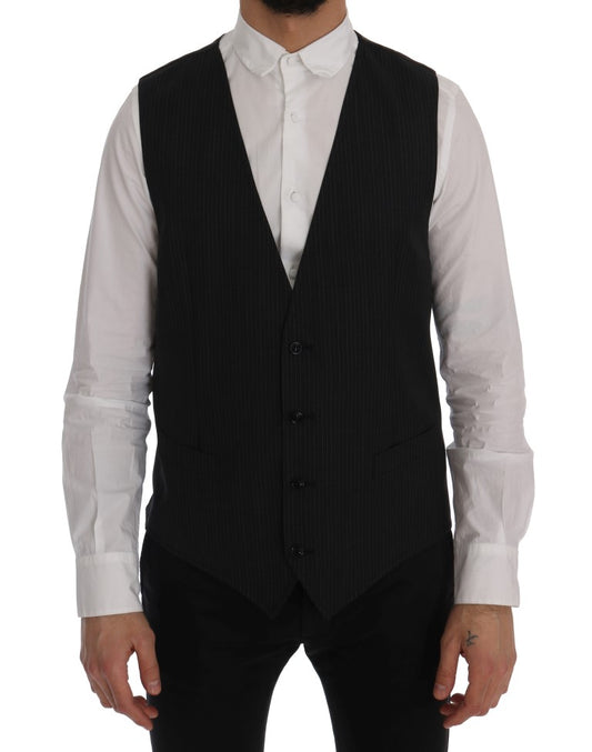 Dolce &amp; Gabbana Elegant wool blend vest, grey striped