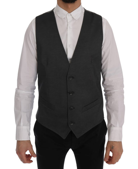 Dolce &amp; Gabbana Plain Gray Single Breasted Vest