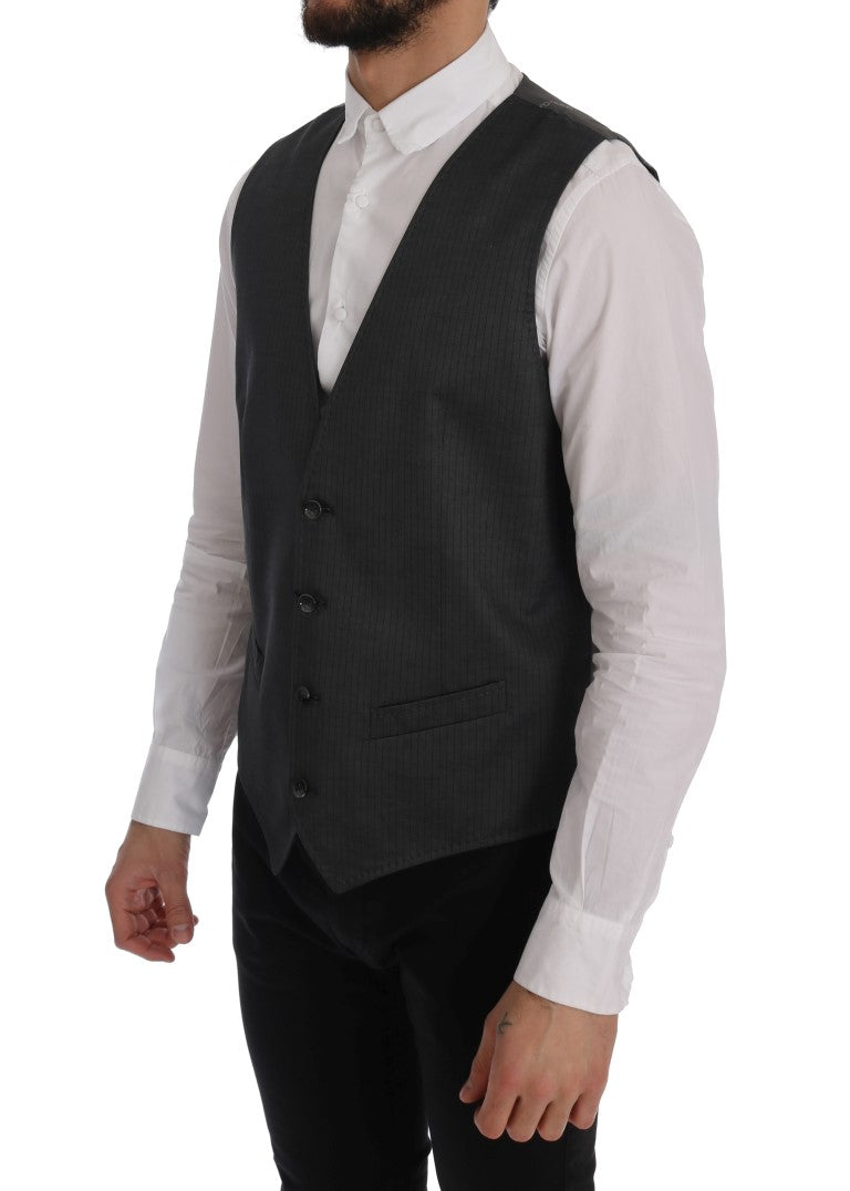 Dolce &amp; Gabbana Plain Gray Single Breasted Vest