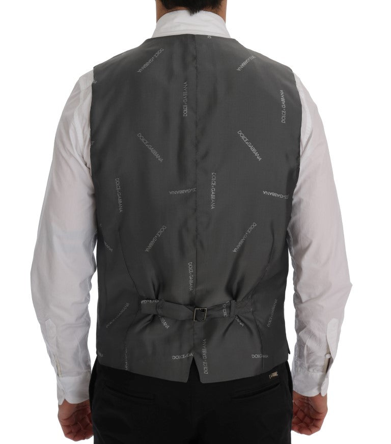 Dolce &amp; Gabbana Plain Gray Single Breasted Vest