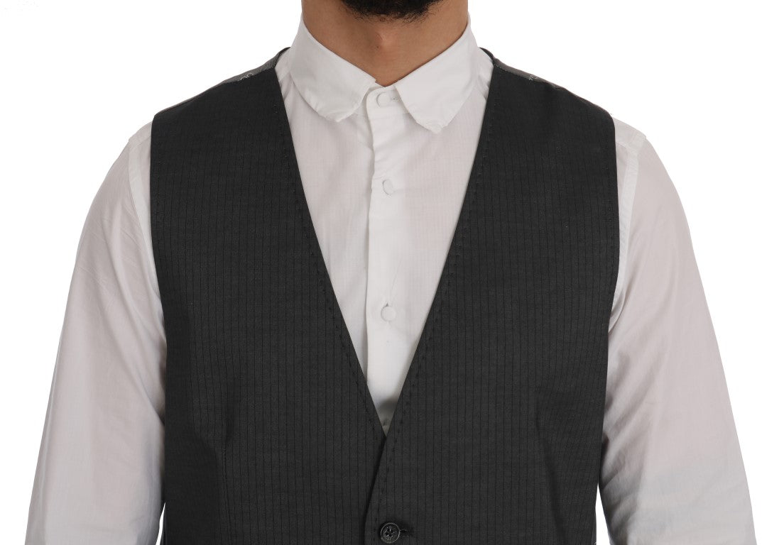 Dolce &amp; Gabbana Plain Gray Single Breasted Vest