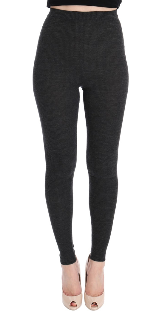 Dolce &amp; Gabbana Elegant grey high-waisted wool tights