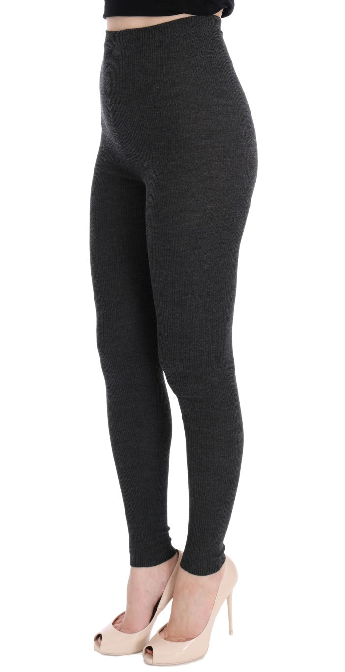 Dolce &amp; Gabbana Elegant grey high-waisted wool tights