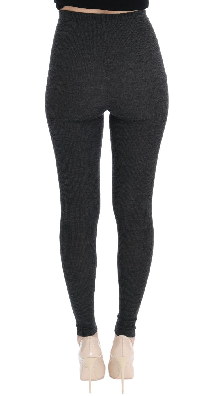 Dolce &amp; Gabbana Elegant grey high-waisted wool tights