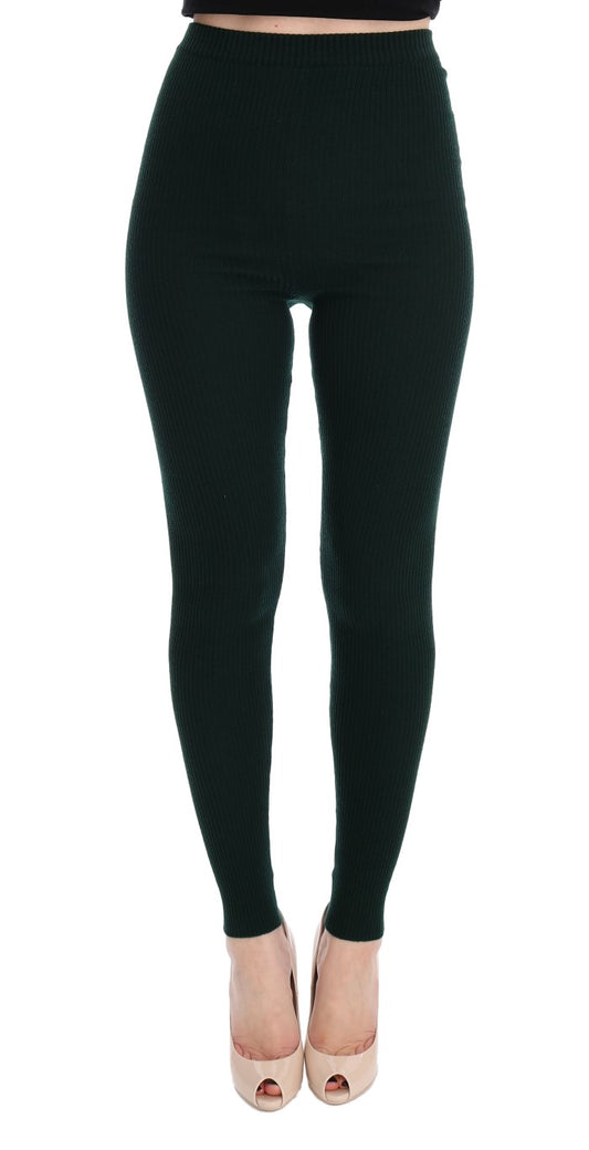 Dolce &amp; Gabbana Elegant high-waisted tights in green wool