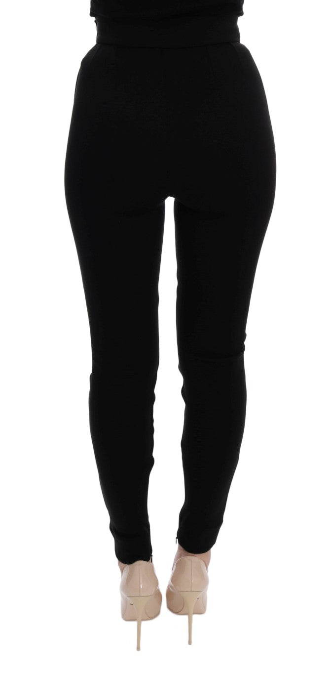 Dolce &amp; Gabbana Elegant black high waist stretch tights