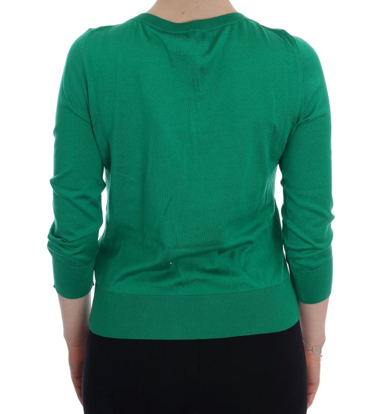 Dolce &amp; Gabbana Green silk sweater with embellishments