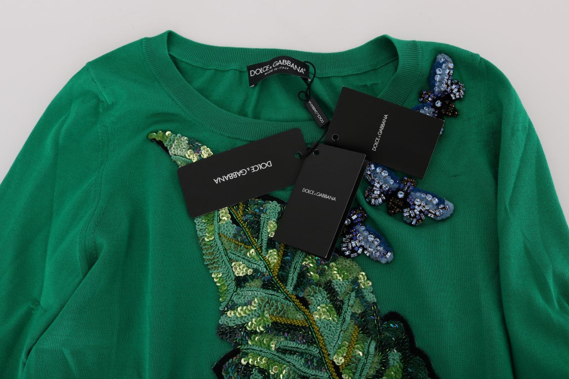 Dolce &amp; Gabbana Green silk sweater with embellishments