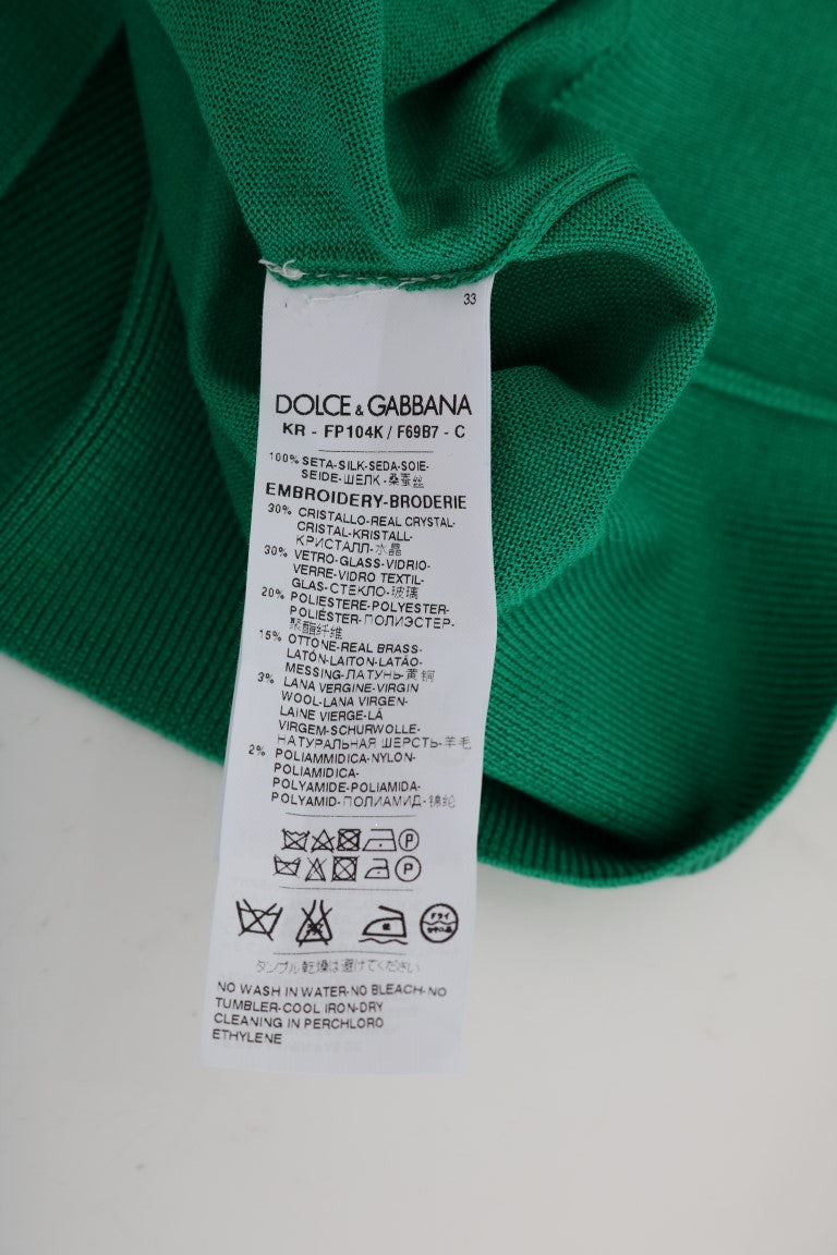 Dolce &amp; Gabbana Green silk sweater with embellishments