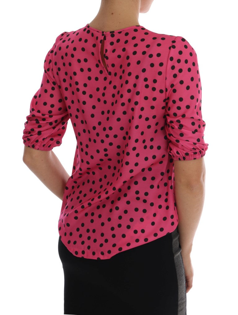 Dolce &amp; Gabbana Chic pink dotted silk blouse