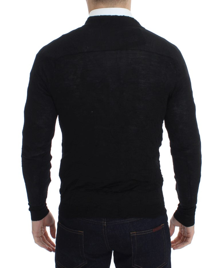 Costume National Elegant black cardigan made of merino wool