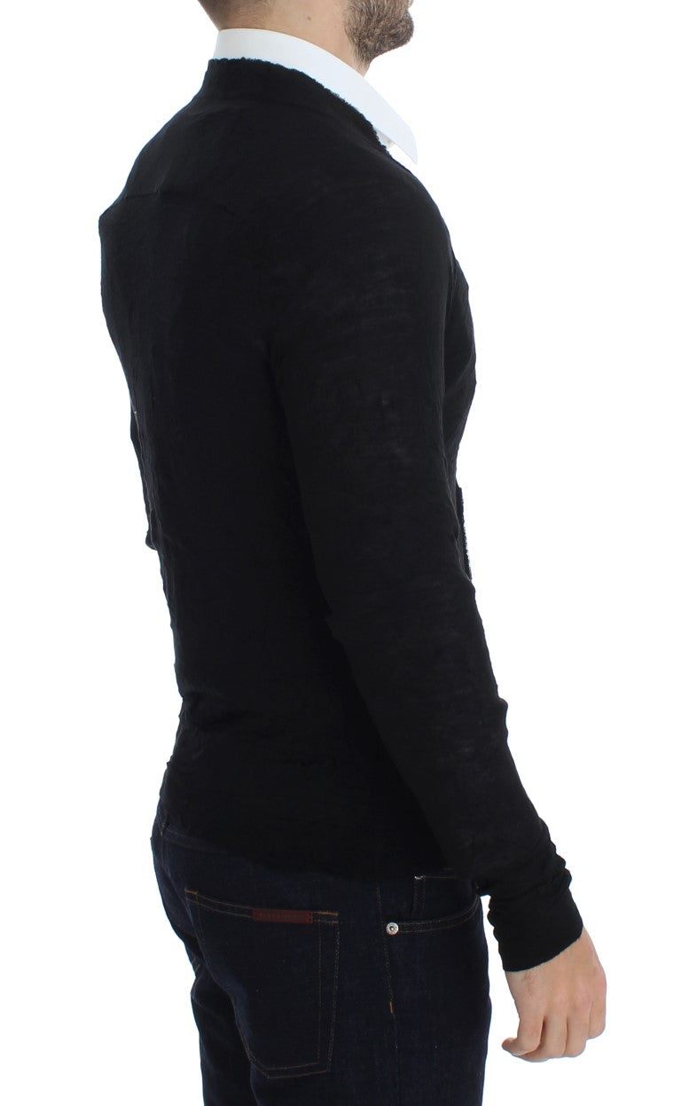 Costume National Elegant black cardigan made of merino wool