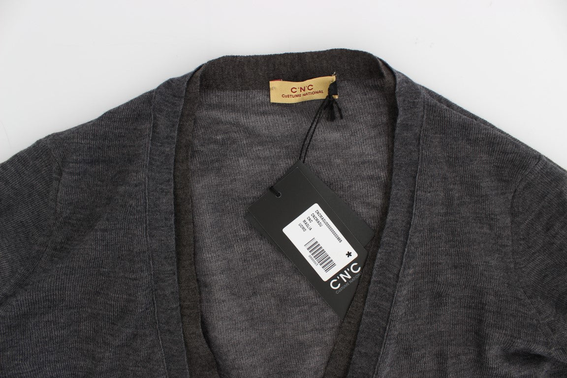 Costume National Elegant grey wool blend cardigan