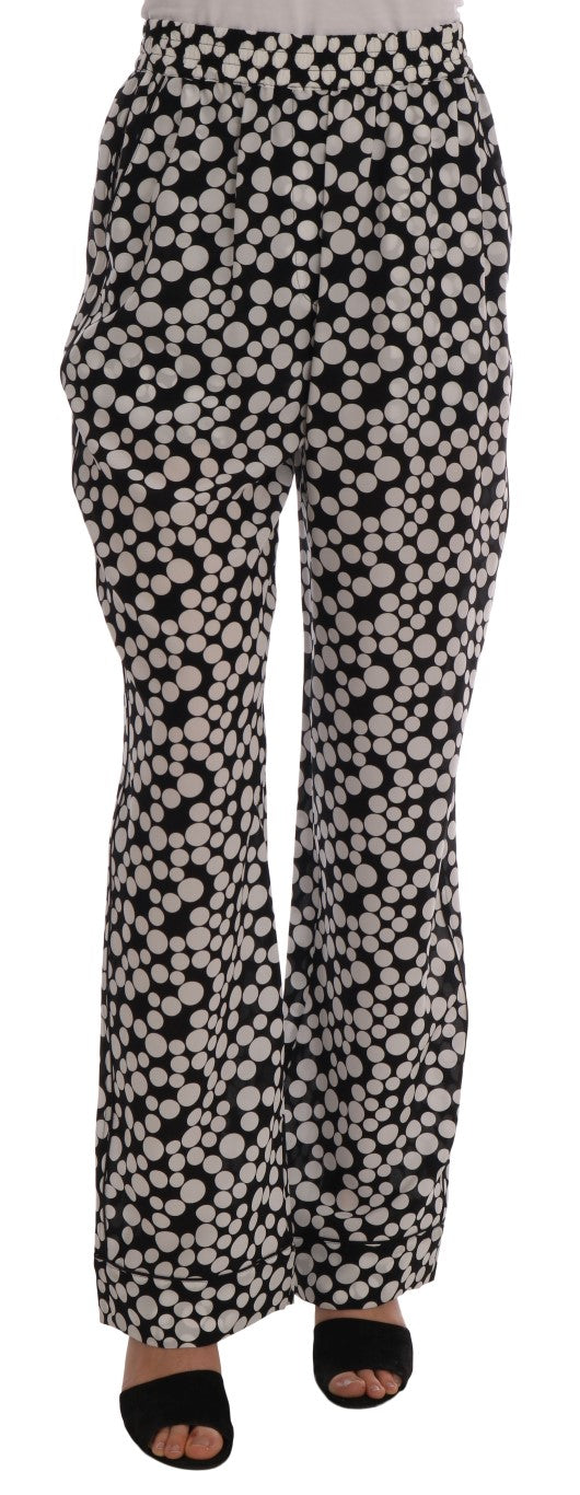 Dolce &amp; Gabbana Elegant polka dot high waist silk trousers