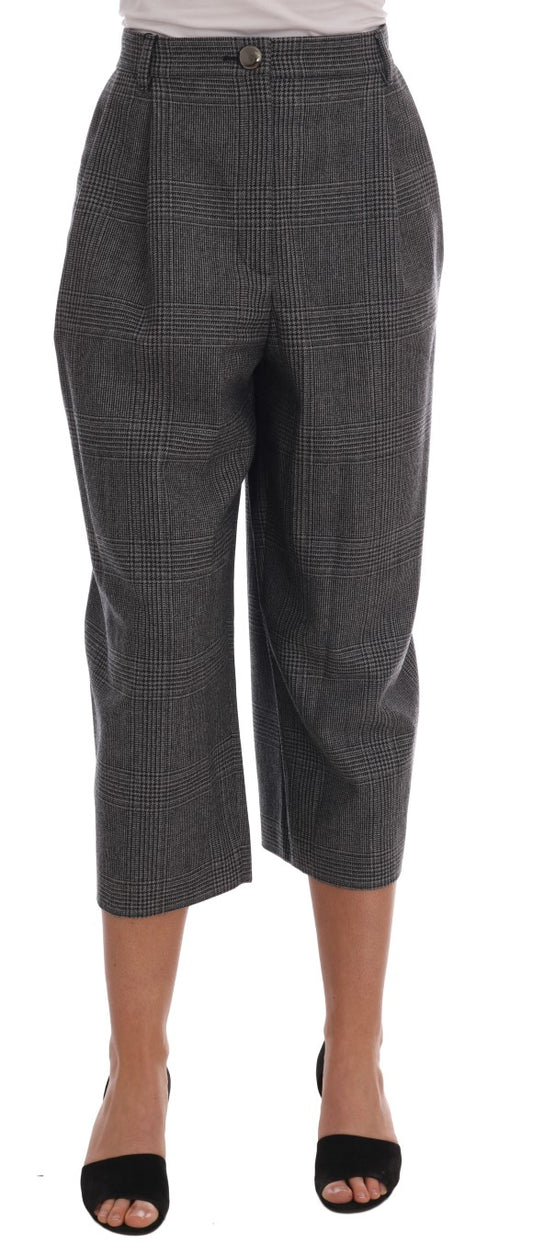 Dolce &amp; Gabbana Elegant grey checked capri wool pants