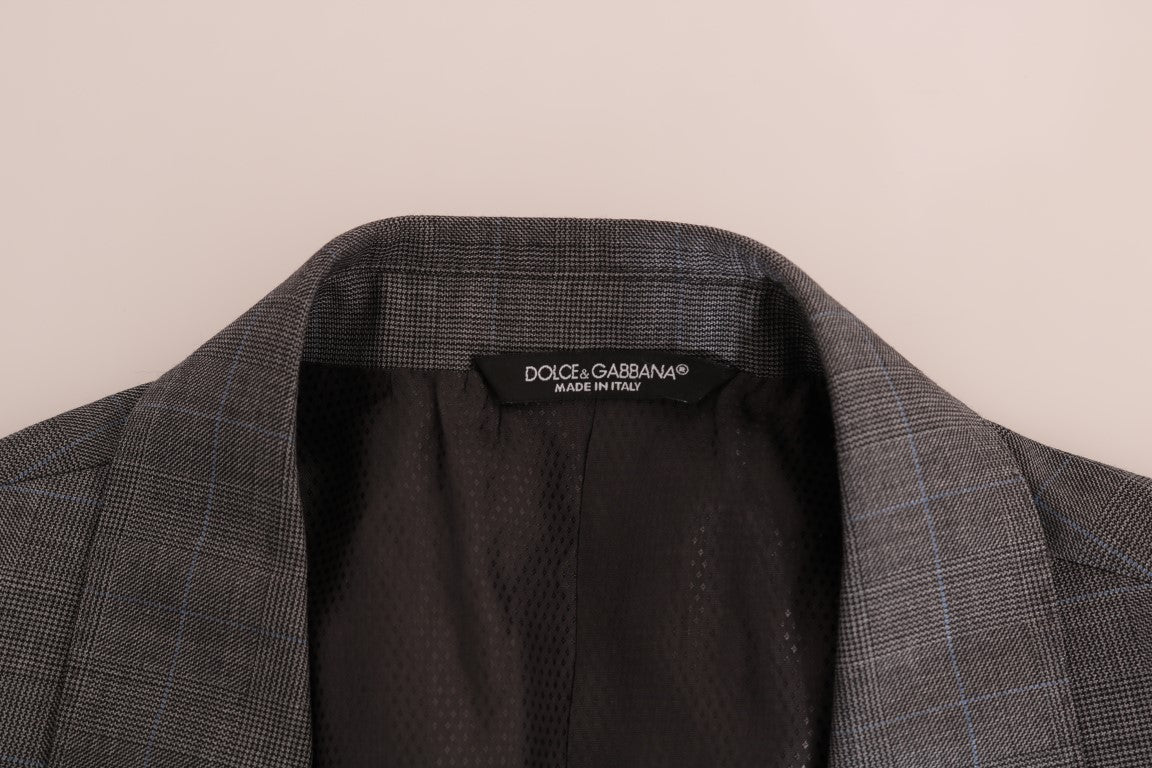 Dolce & Gabbana Schlichter grauer karierter Wollblazer