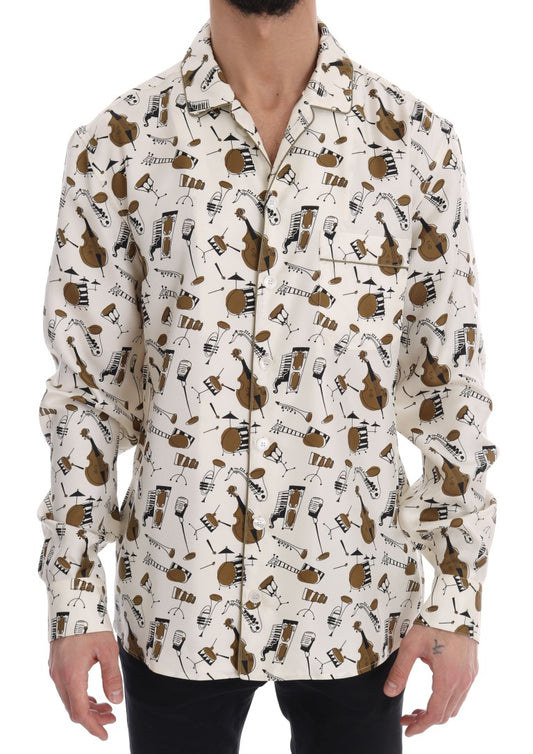 Dolce &amp; Gabbana Exclusive Silk Casual Men's Shirt - JAZZ Motif