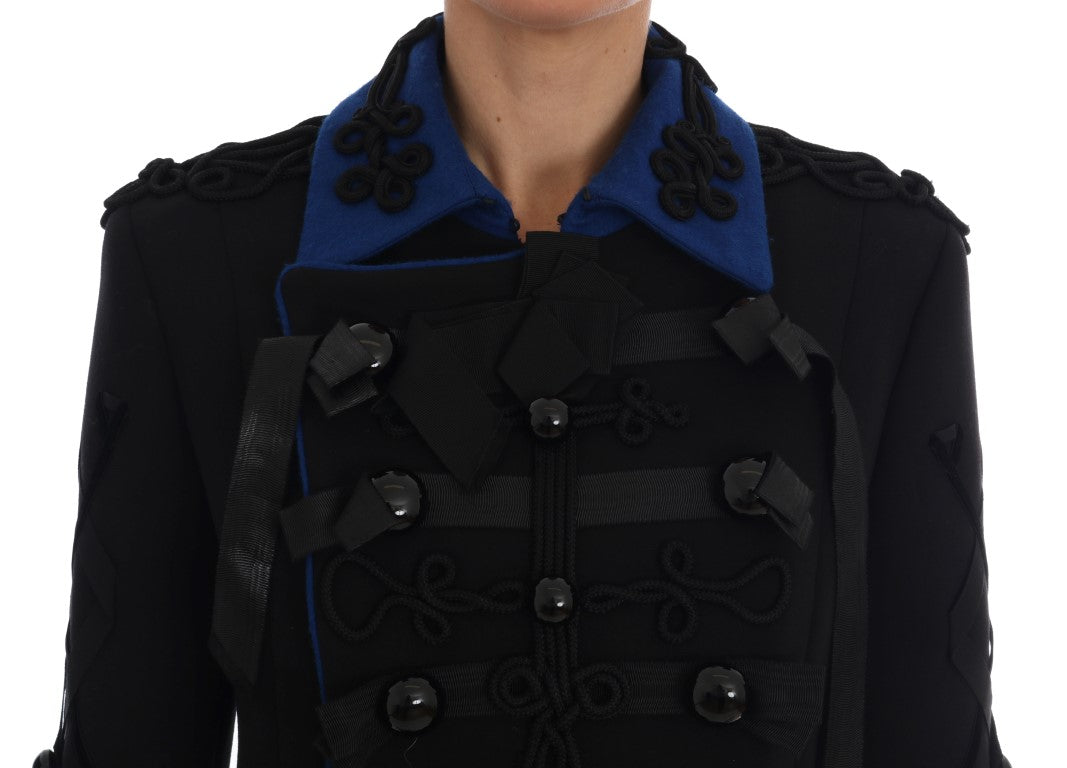 Dolce & Gabbana Schicke kurze Trenchcoat-Jacke in Schwarz und Blau