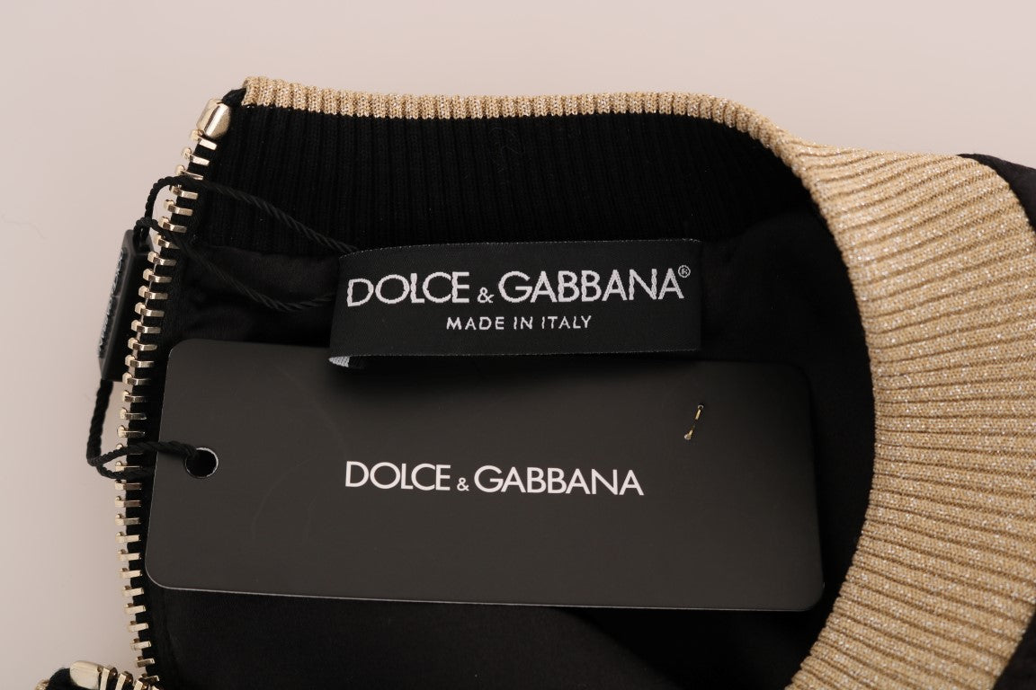 Dolce &amp; Gabbana Enchanted Black Brocade paljeteilla varustettu villapaita