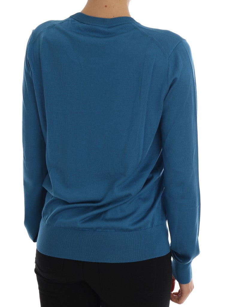 Dolce & Gabbana Blauer Seidenpailletten-Capri-Pullover