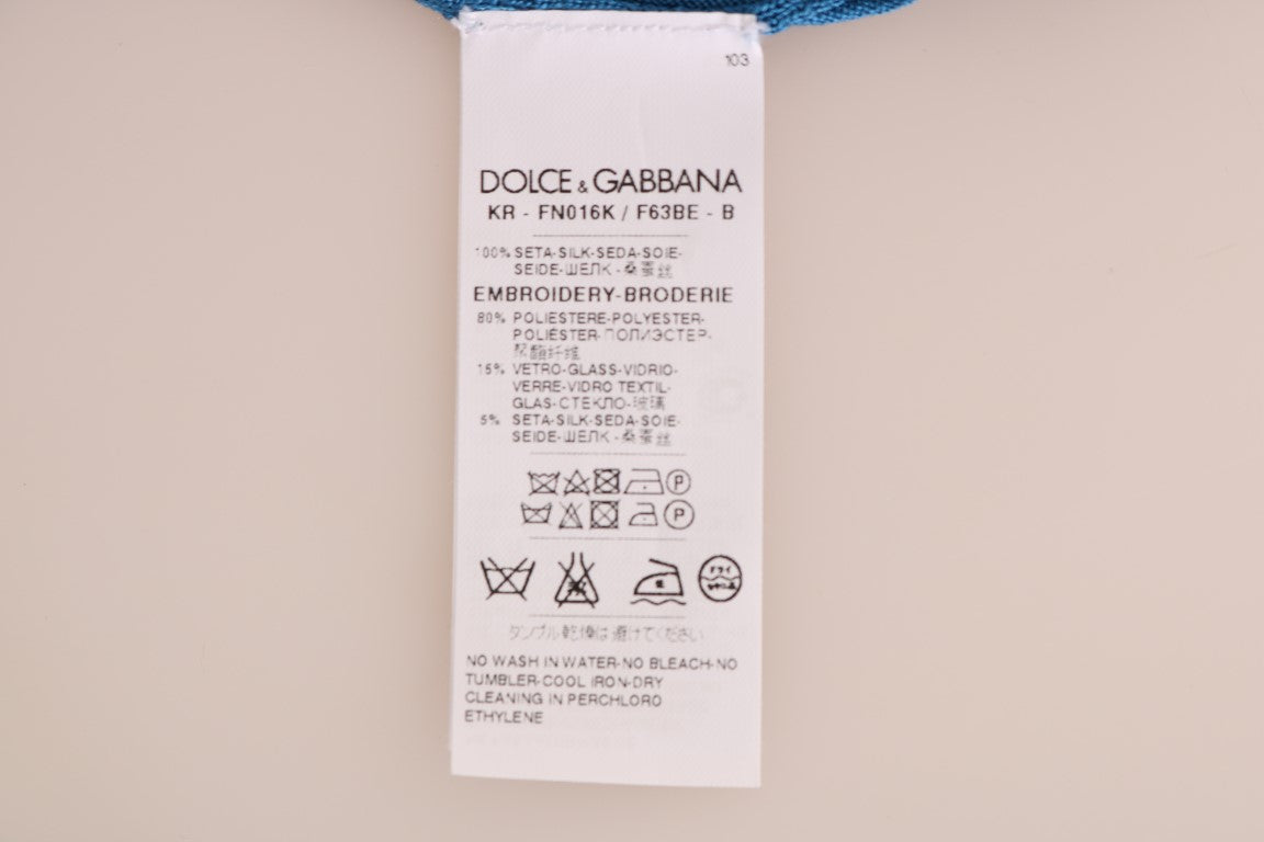 Dolce & Gabbana Blauer Seidenpailletten-Capri-Pullover