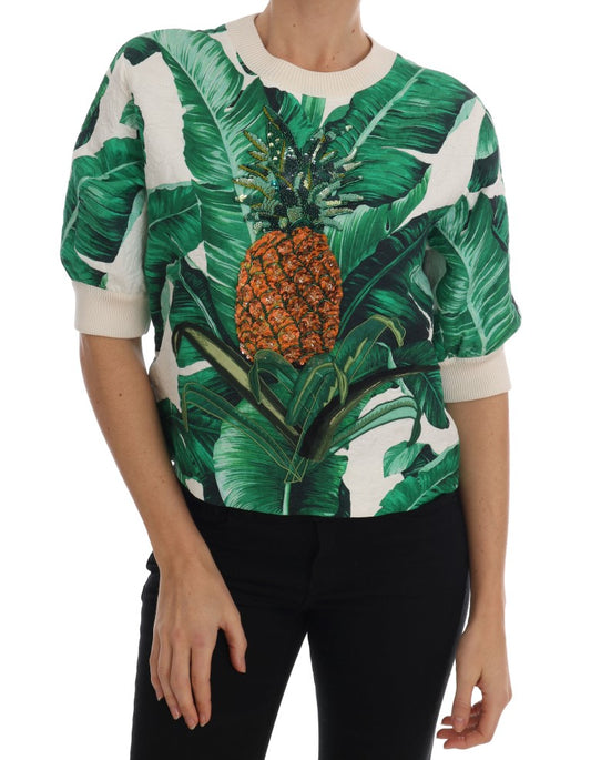 Dolce & Gabbana Tropischer Pullover mit Pailletten - Lush Greenery Edition