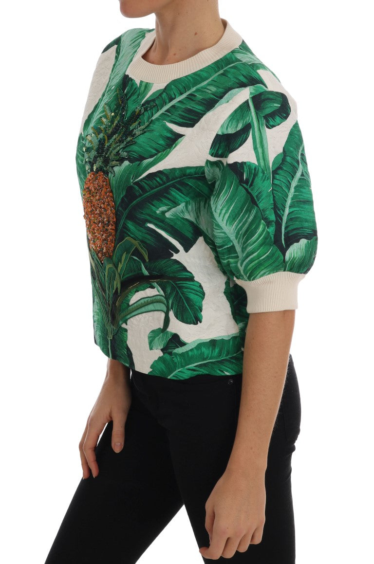 Dolce & Gabbana Tropischer Pullover mit Pailletten - Lush Greenery Edition