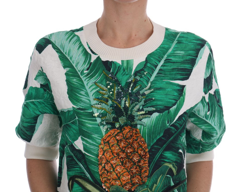 Dolce & Gabbana Tropischer Pullover mit Pailletten - Lush Greenery Edition