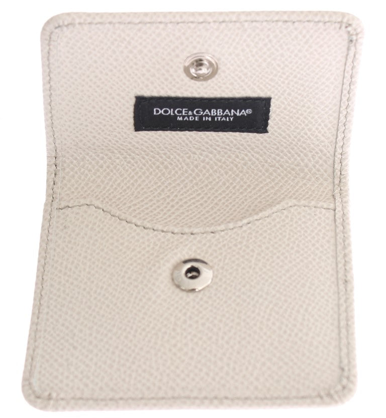 Dolce &amp; Gabbana Smooth White Leather Condom Case -lompakko