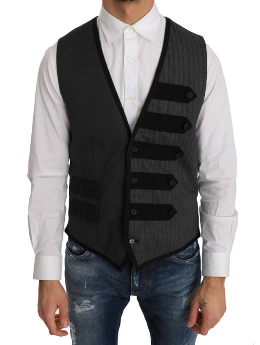 Dolce &amp; Gabbana Elegant grey vest with Torrero pattern for formal occasions