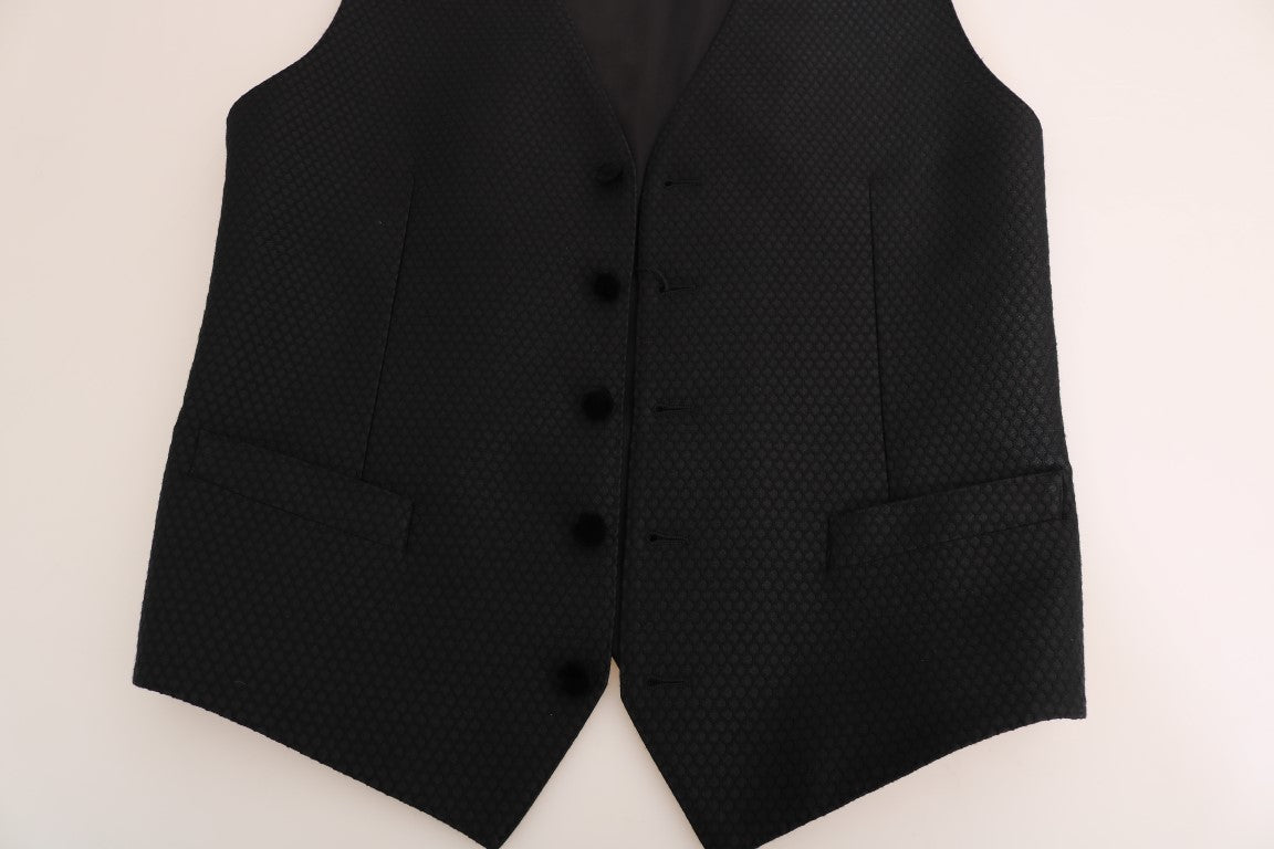 Dolce &amp; Gabbana Elegant Dotted Black Dress Vest