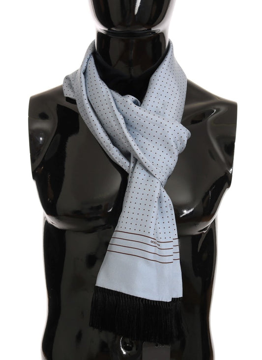 Dolce &amp; Gabbana Elegant Blue Polka Dot Silk Scarf for Men