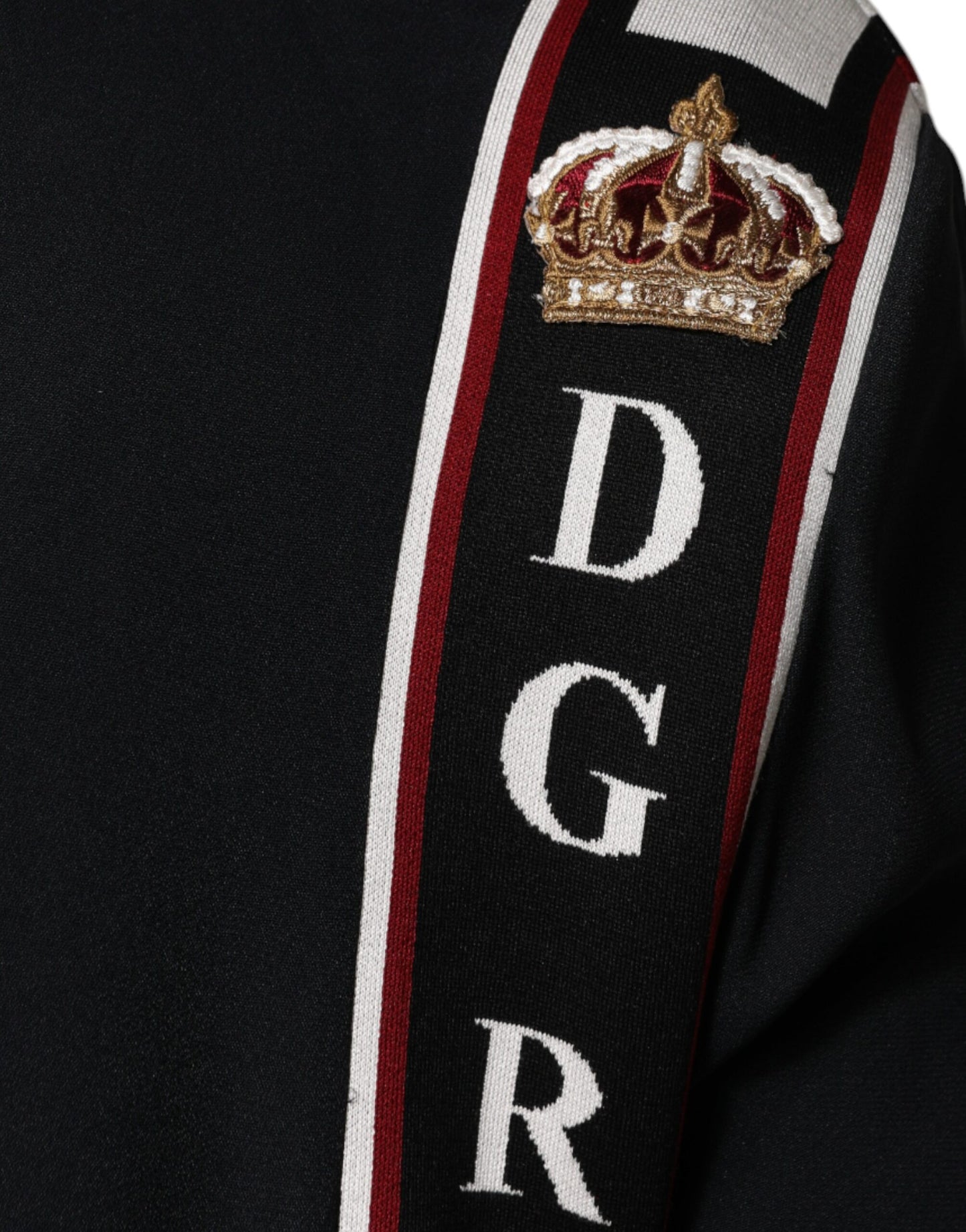 Dolce & Gabbana Schwarzes DG King Sweatshirt mit durchgehendem Reißverschluss Pullover