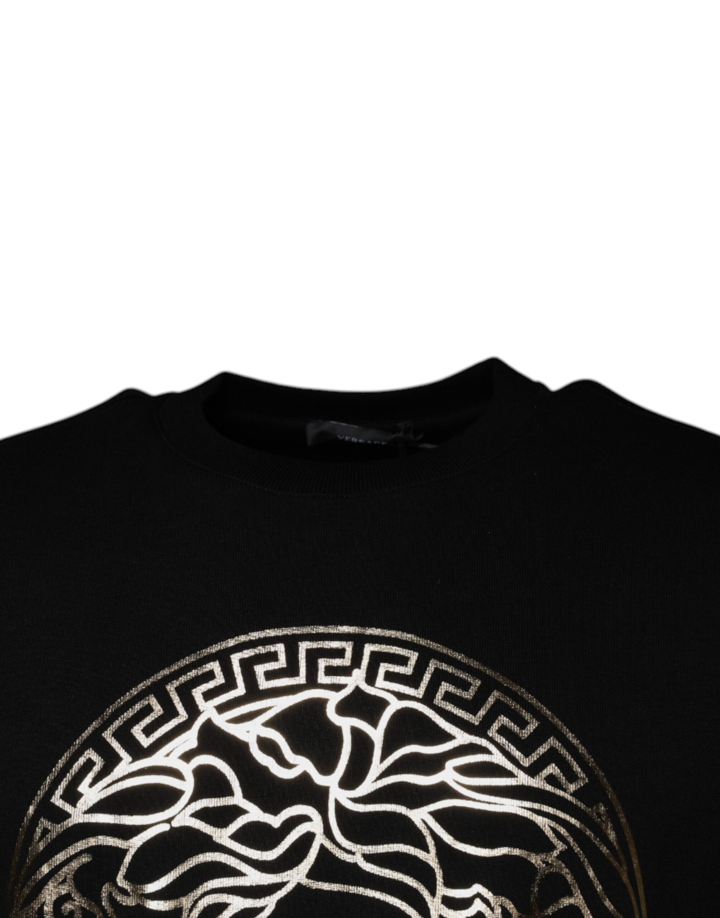 Versace Schwarzer Medusa Fleece Männer Rundhalsausschnitt Sweatshirt Pullover