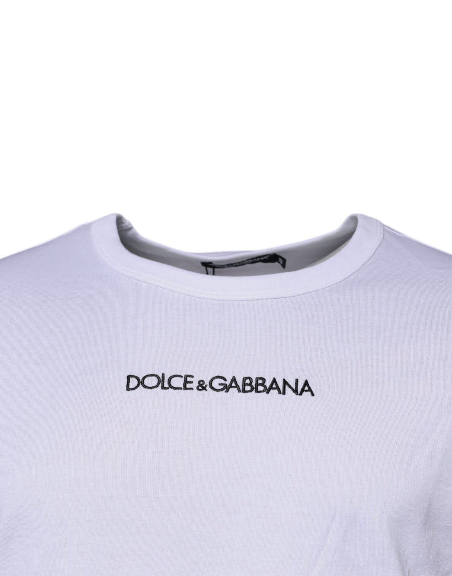 Dolce & Gabbana Weißer Logo-Pullover mit Rundhalsausschnitt aus Baumwolle