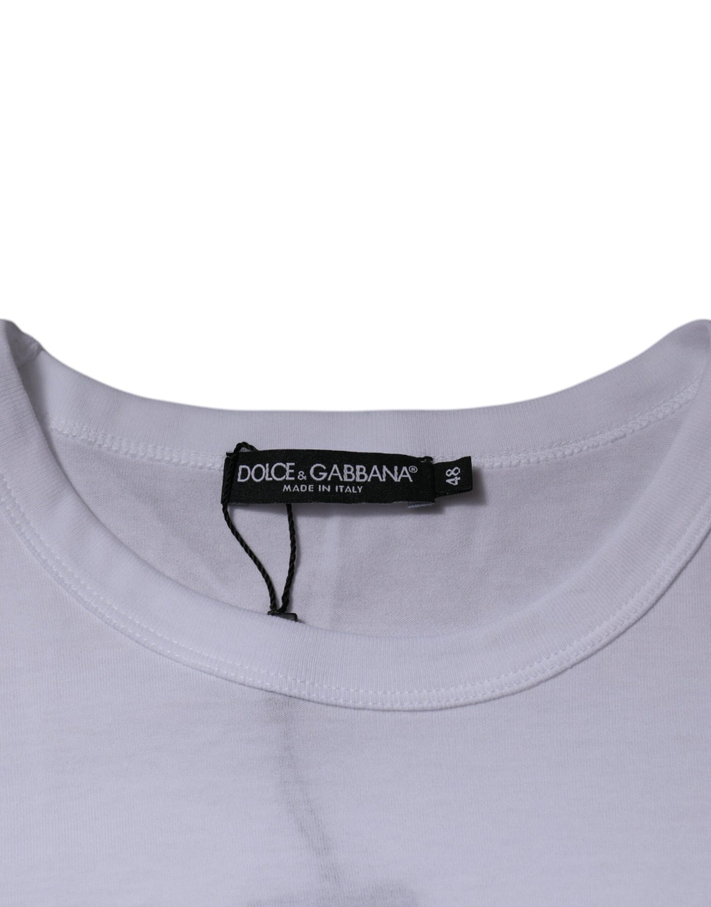 Dolce & Gabbana Weißer Logo-Pullover mit Rundhalsausschnitt aus Baumwolle