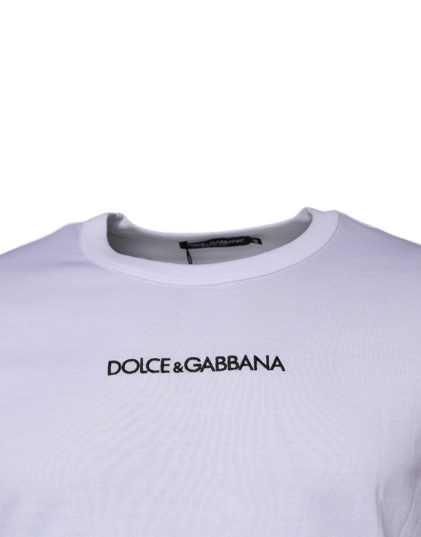 Dolce & Gabbana Weißer Logo-Pullover mit Rundhalsausschnitt aus Baumwolle