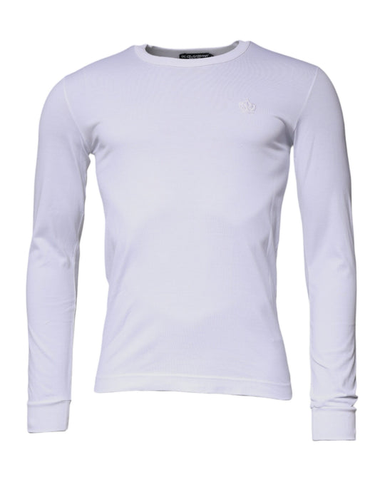 Dolce & Gabbana Weißer Crown Crew Neck Baumwollpullover