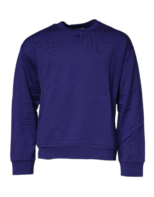 Dolce & Gabbana Blauer Baumwolle Rundhalsausschnitt Männer Pullover