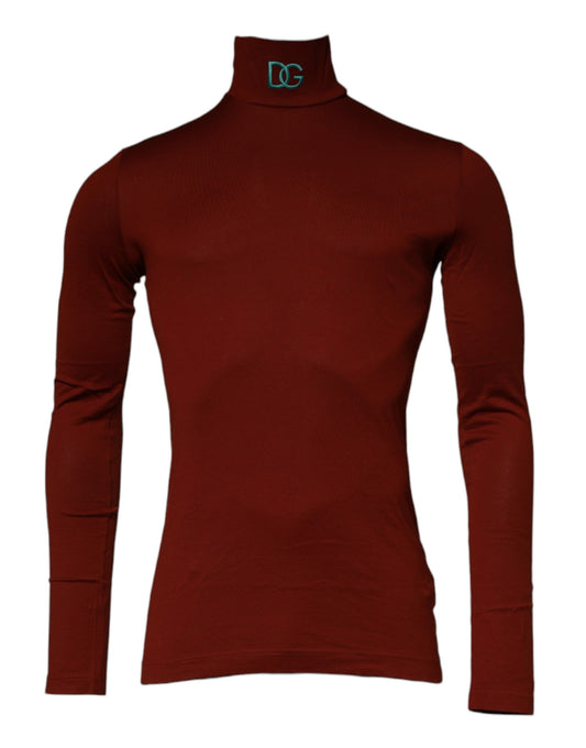 Dolce & Gabbana Roter Baumwoll-Rollkragenpullover für Männer