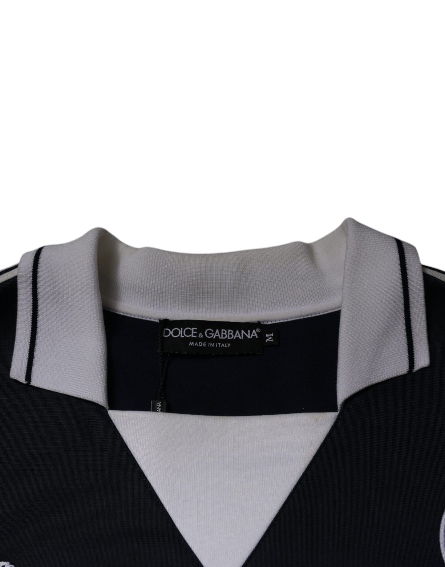 Dolce & Gabbana Blauer Logo-Jersey Pullover mit Kragen