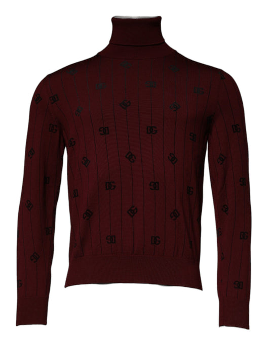 Dolce & Gabbana Kastanienbrauner Rollkragenpullover mit Monogramm