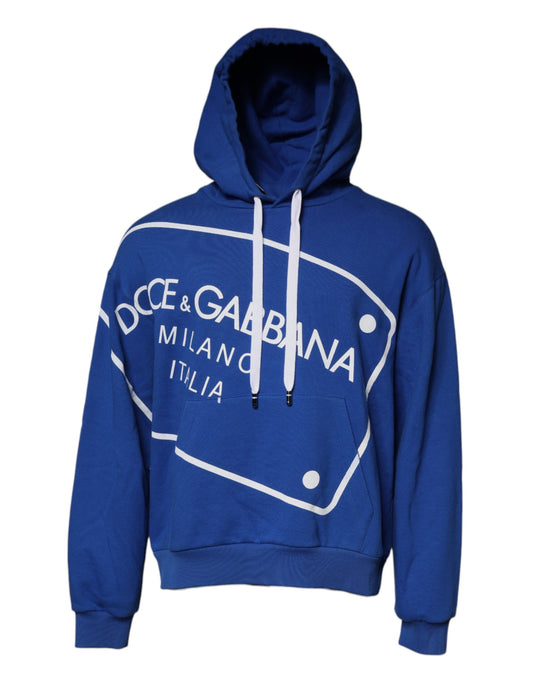 Dolce & Gabbana Blaues Logo Print Sweatshirt mit Kapuze