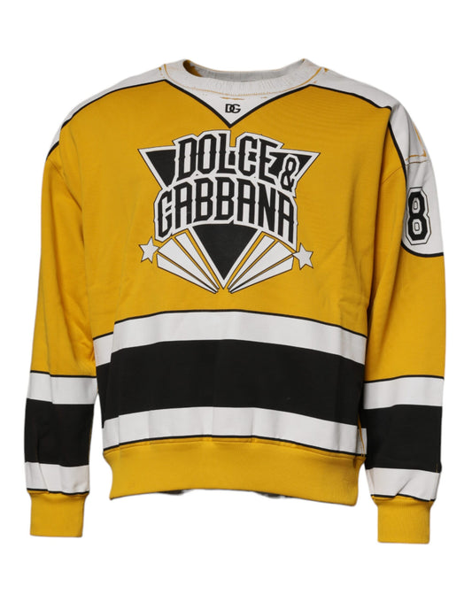 Dolce & Gabbana Gelber Logo-Jersey-Pullover mit Rundhalsausschnitt