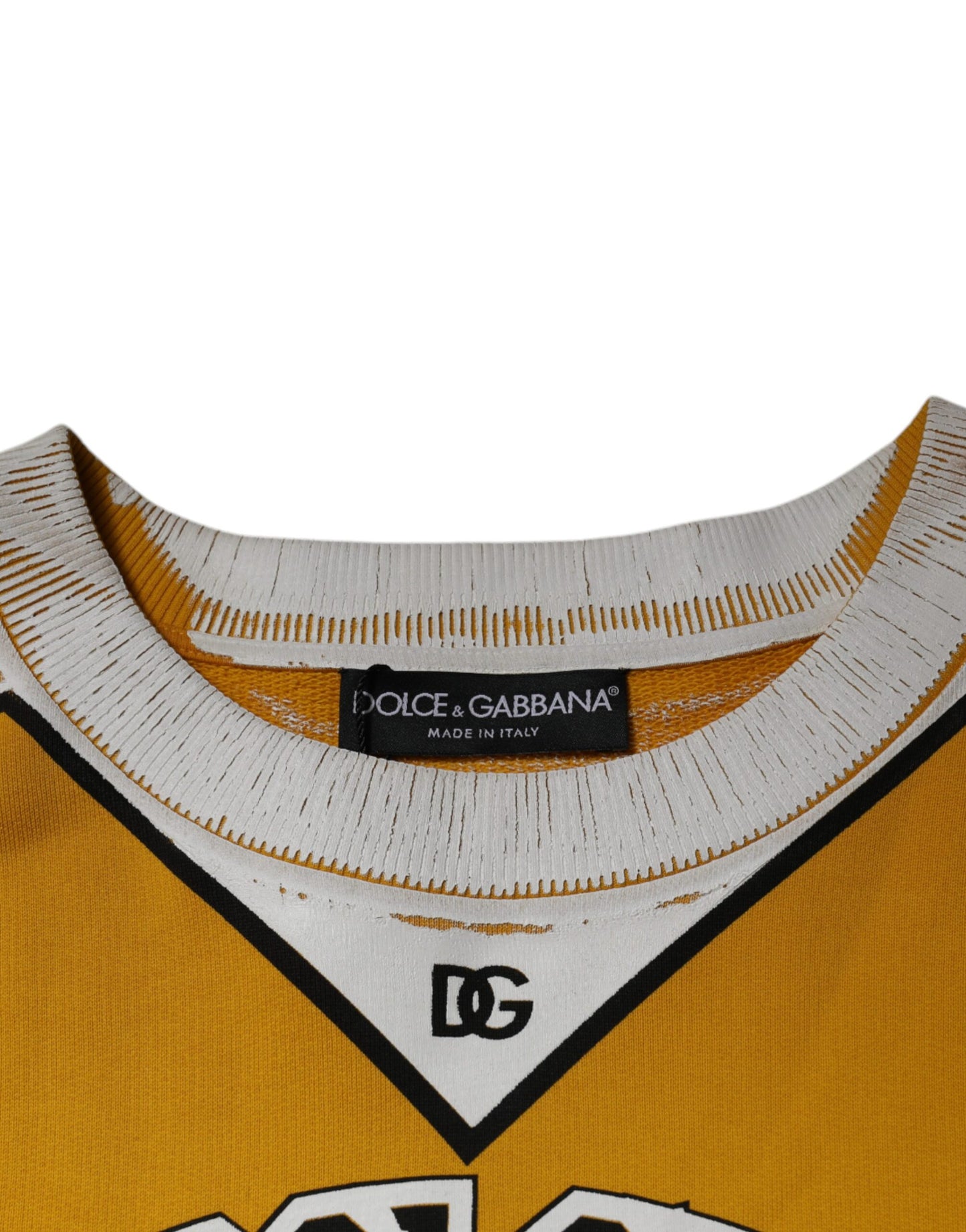 Dolce & Gabbana Gelber Logo-Jersey-Pullover mit Rundhalsausschnitt