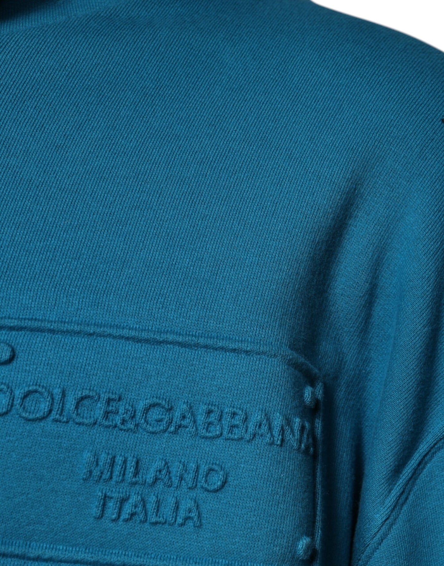 Dolce & Gabbana Blaues Logo-Sweatshirt aus Baumwolle mit Kapuze Pullover