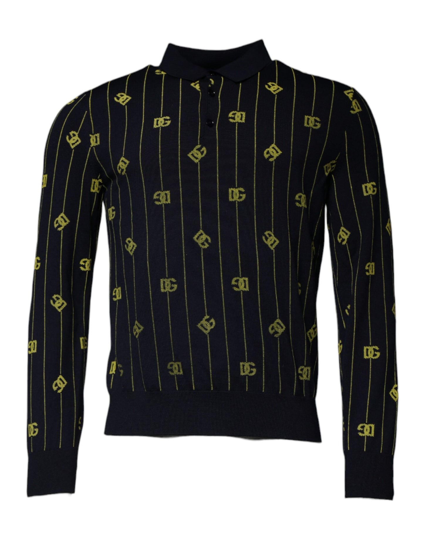 Dolce & Gabbana Schwarzer Monogramm-Pullover mit Stehkragen