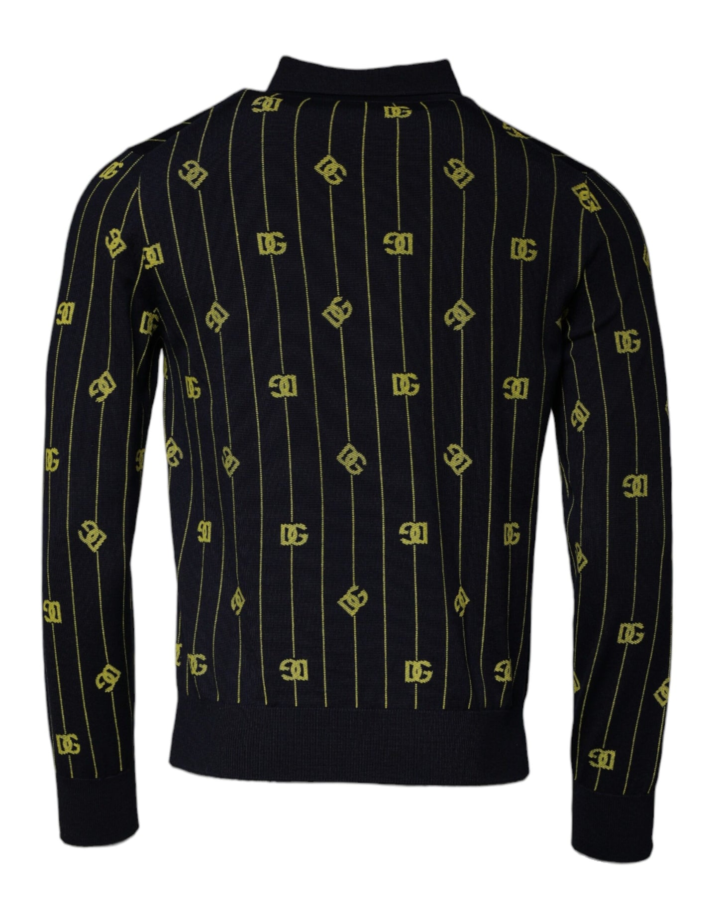 Dolce & Gabbana Schwarzer Monogramm-Pullover mit Stehkragen